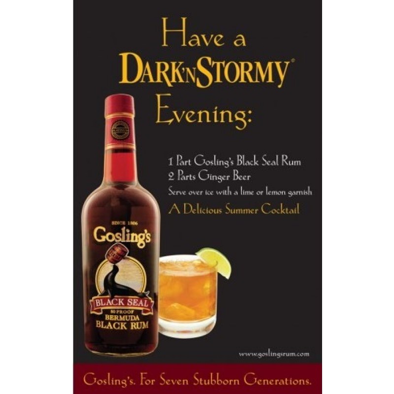 Gosling´s Dark and Stormy cocktailpakke, med en fl. Rom og 6 fl. Ginger Beer