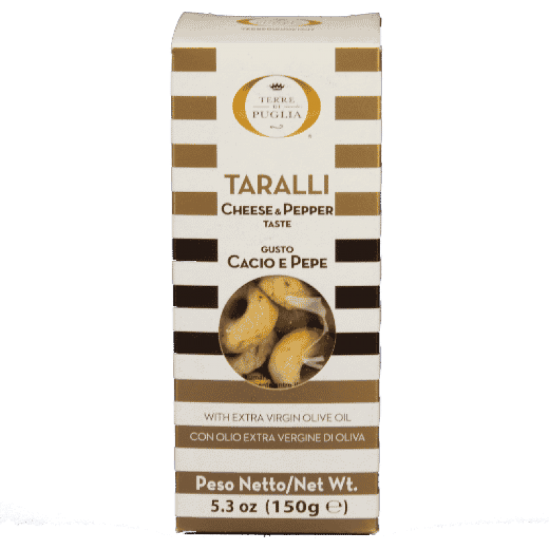 Taralli, crackers med ost og peber, 150 G